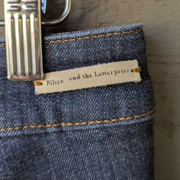 Anthro Pilcro and the Letterpress High-Rise Bootcut Blue Jeans Cropped Size 28 - Picture 5 of 10